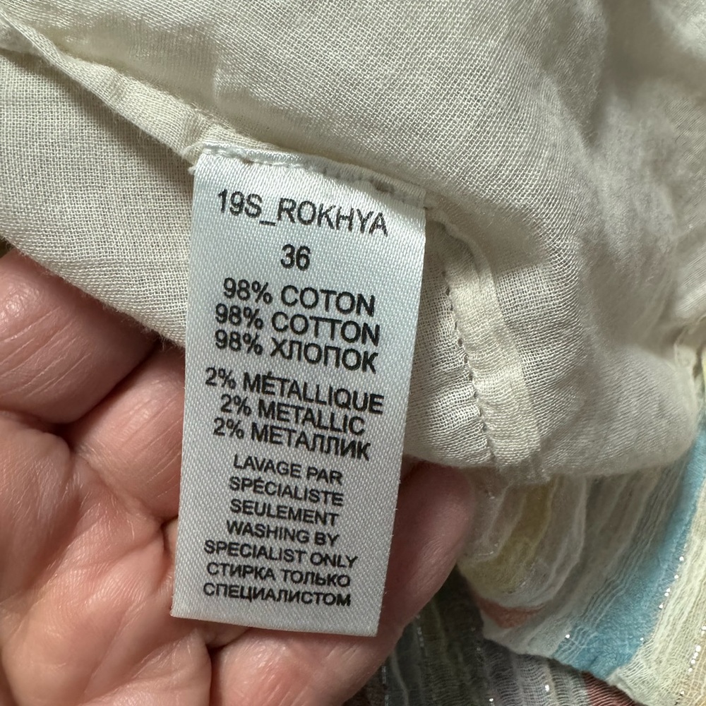 Mes Demoiselles Paris s/s striped cotton gauze blouse. Size 36 (XL). EUC - Picture 10 of 10